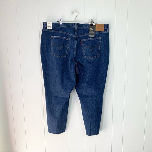 Levi's Wedgie Straight Jeans Women's Plus Size 22W Blue Denim Cropped Button Fly - Picture 6 of 14